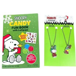 Peanuts Snoopy Green Candy Fun Book with Lollipops and Necklace Set